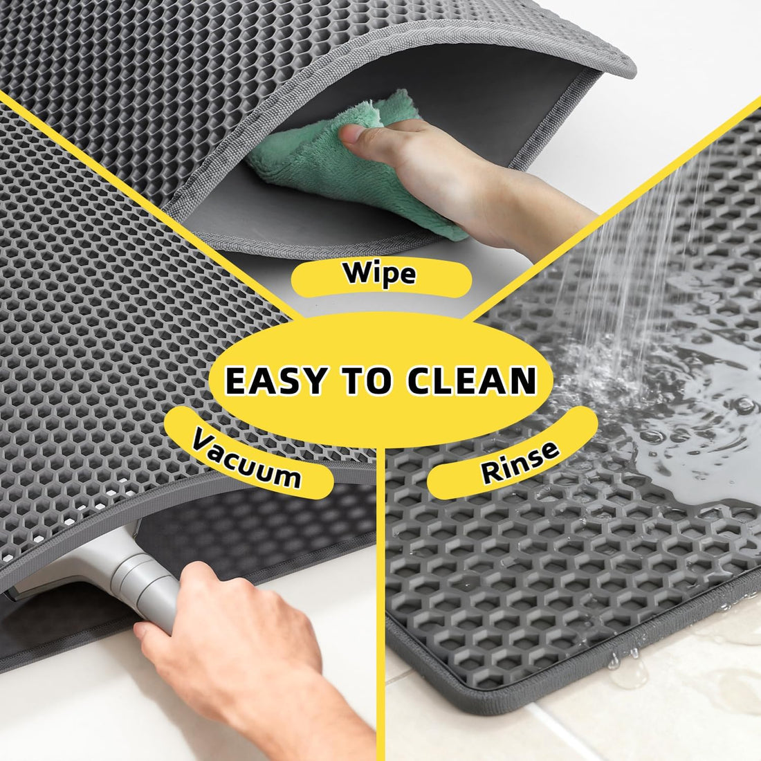 Kaxionage Cat Litter Mat, 30"X24" Large Double Layer Litter Trapping