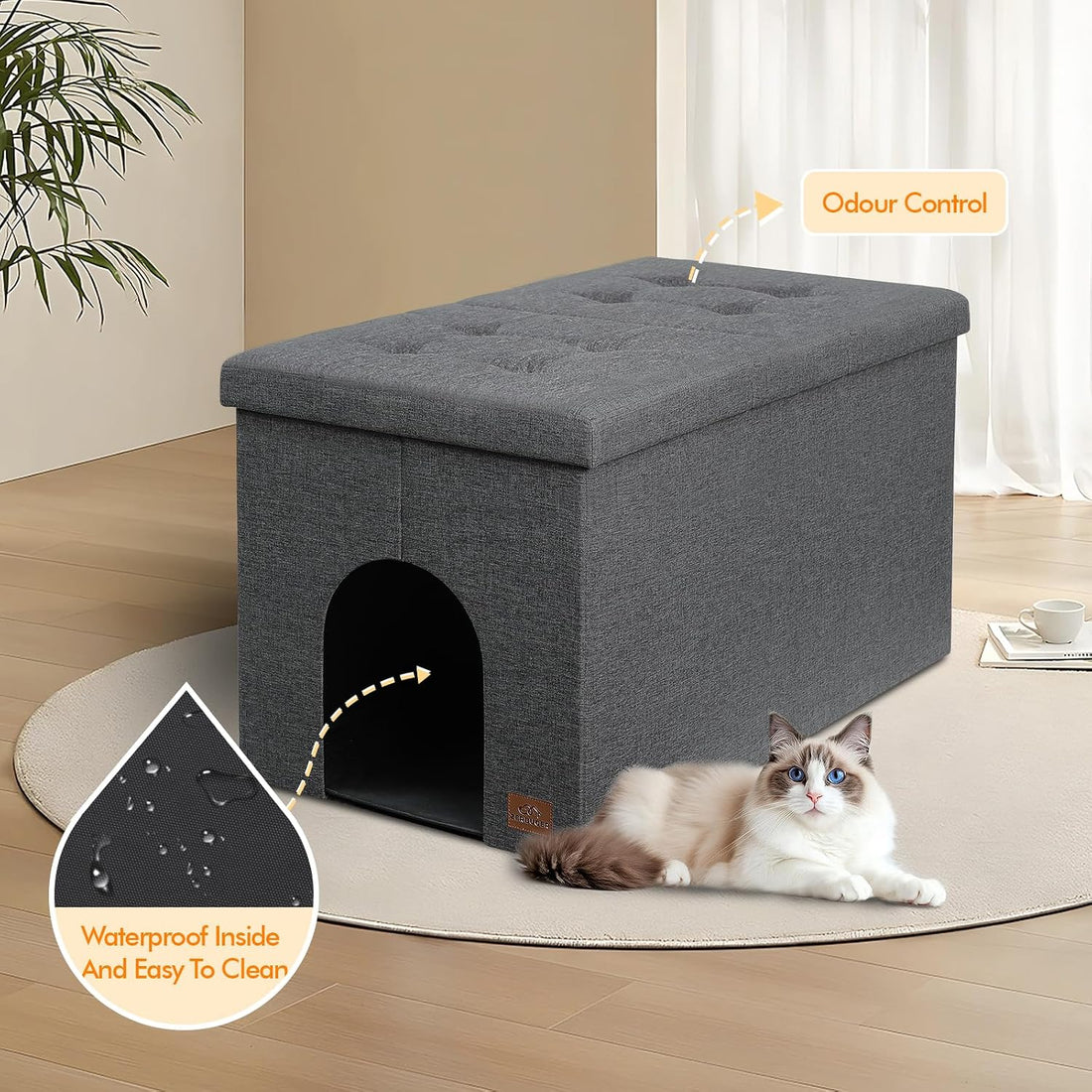 Zerbuger Cat Litter Box Enclosure Furniture for Odor Control