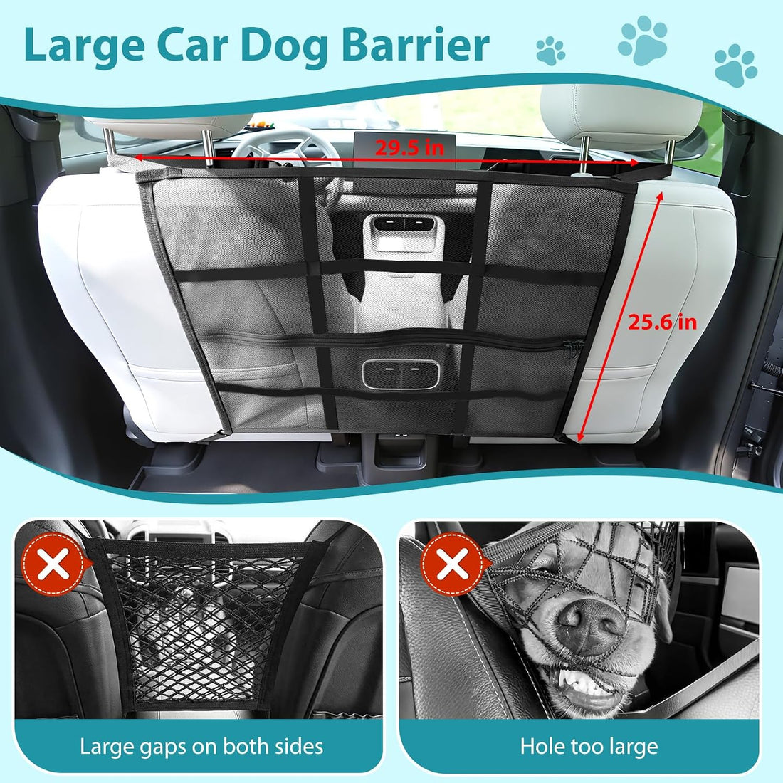 VavoPaw Dog Car Barrier, Car Net for Dog, Pet Barrier for SUV/Truck