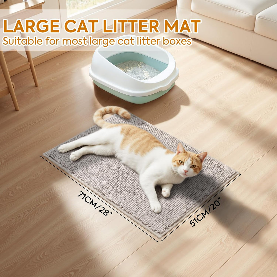 Pieviev Chenille Cat Litter Mat for Litter Box