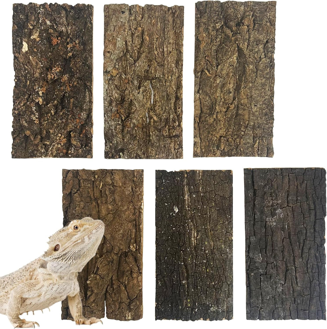 Reptile Cork Bark Bedding 6PCS Bearded Dragon Climbing Wall Mat