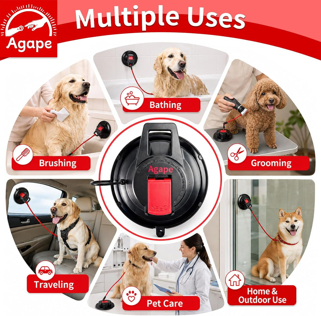 Agape Heavy Duty Dog Bath Suction Cup with Grooming Restraint Leash
