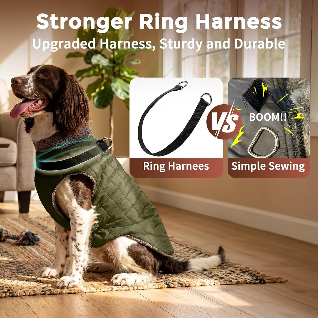 JoyDaog Warm Fleece Dog Coats with Durable Harness Buitl