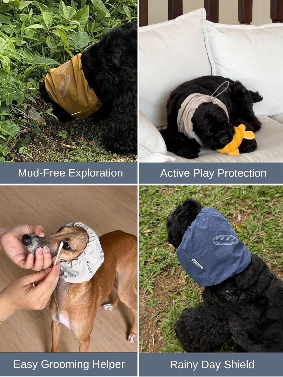 Dog Feeding Hood, Foggy Blue, S