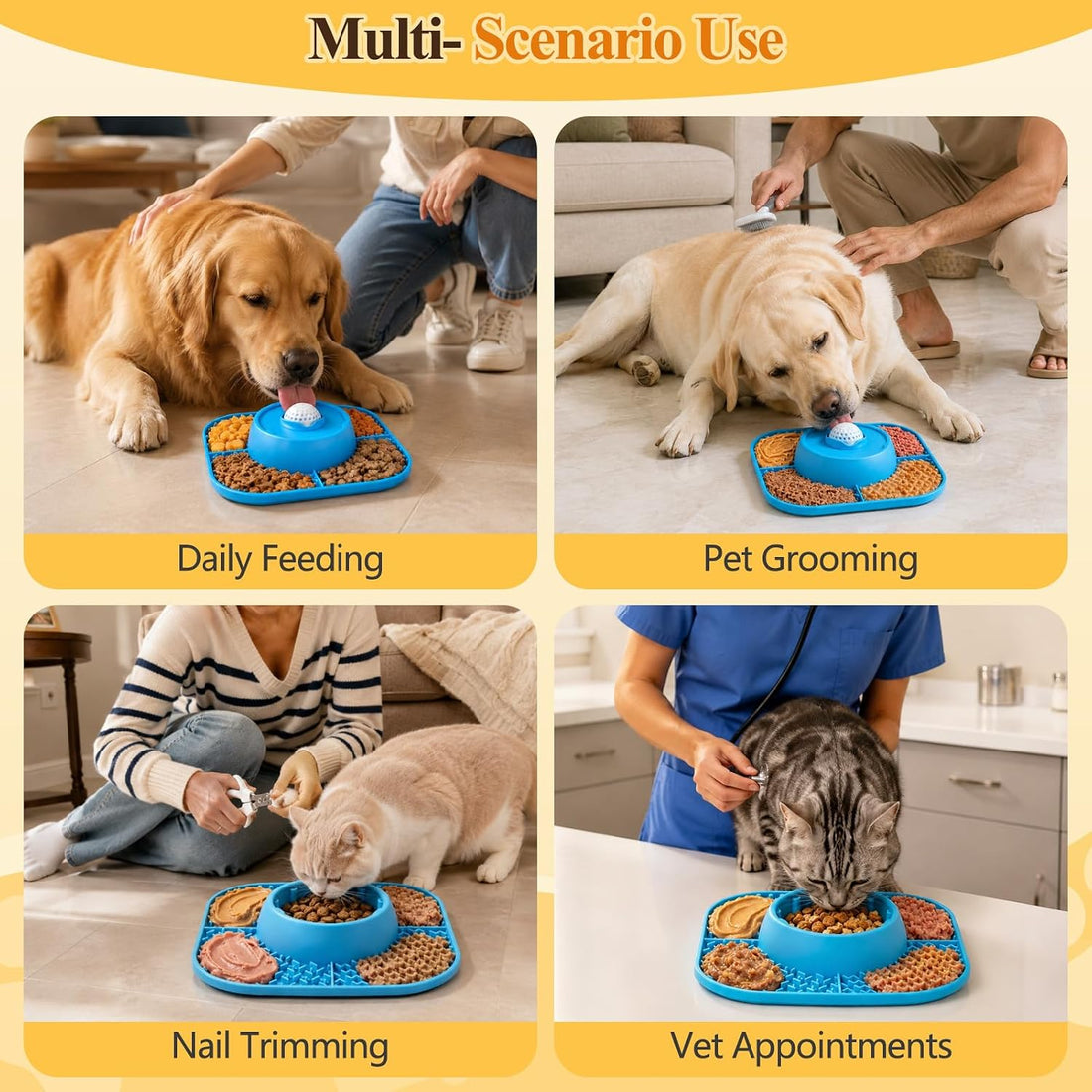 Slow Feeder Dog Bowls 3-in-1 & Lick Mat & Anti-Choking Rolling Ball