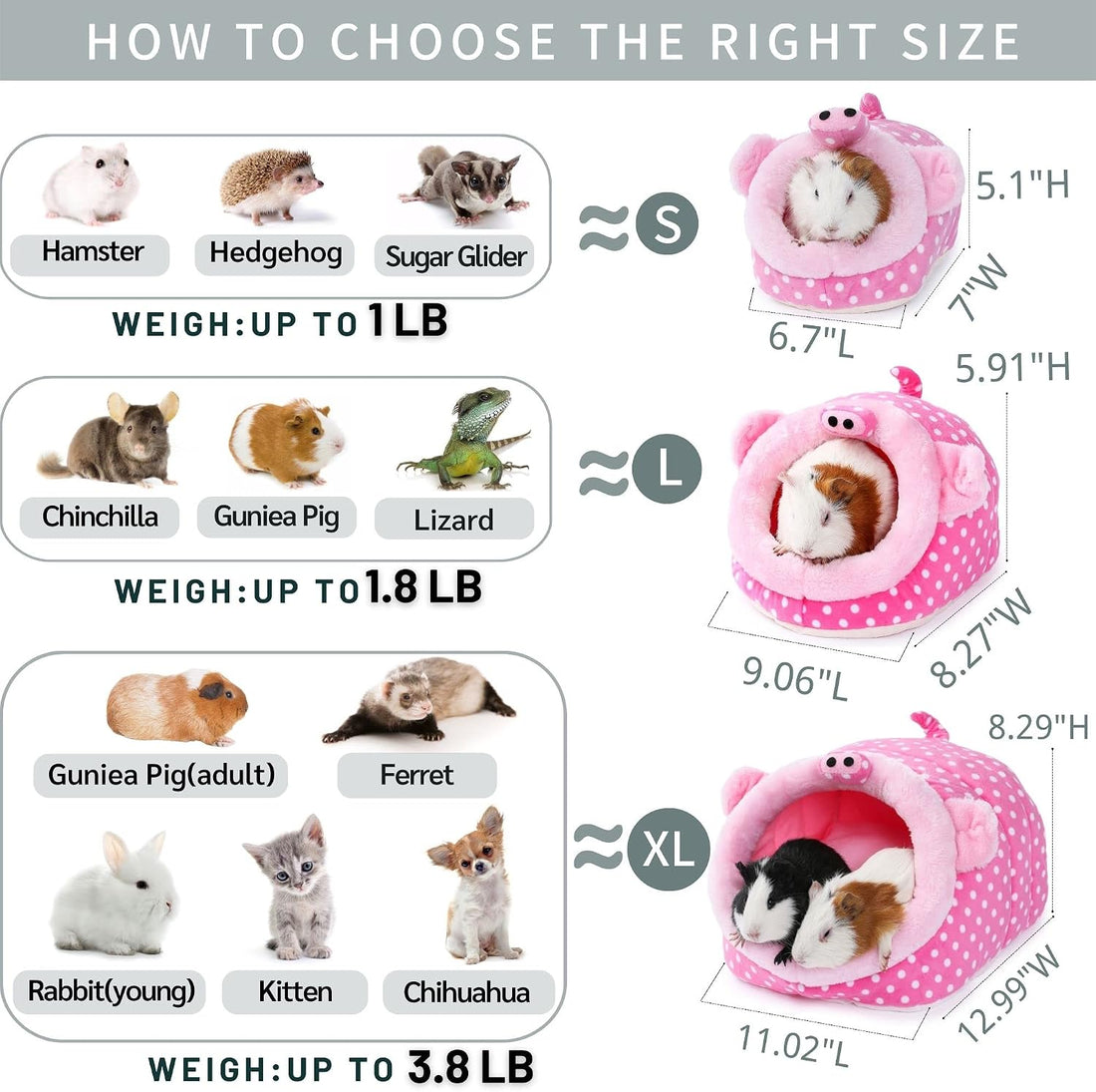 JanYoo Animal Bed Guinea Pig Accessories Cage Habitat Toy Hideout