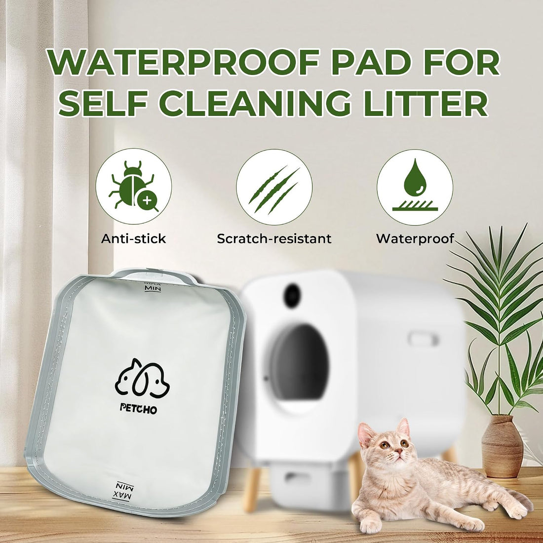 2-Pack Self Cleaning Litter Box Waterproof Pad Replacement Parts
