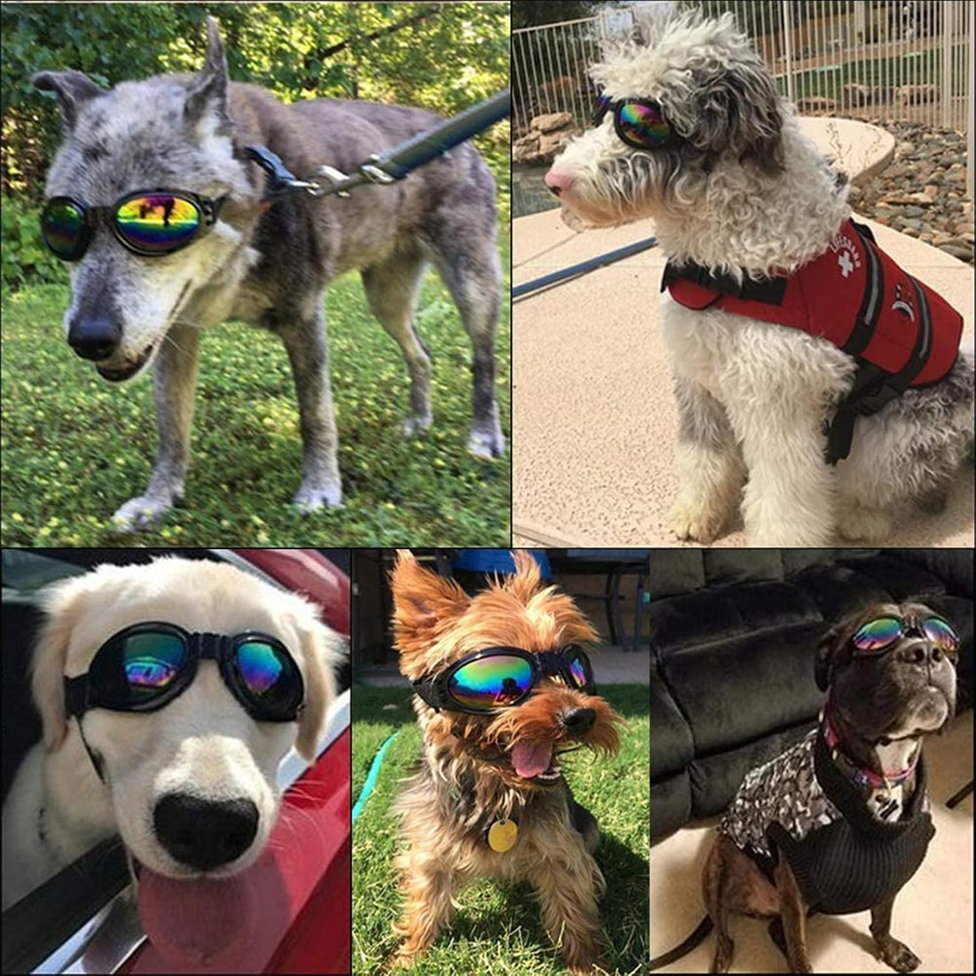 Dog Goggles, Dog Sunglasses UV Protection with Adjustable Strap
