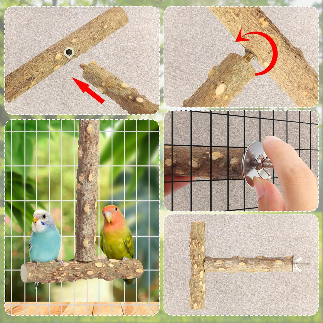 Bird Perches,4pcs Natural Wood Birds Stand Branch