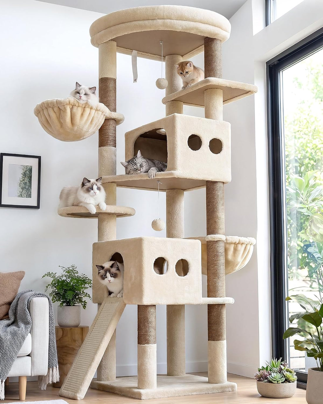 Globlazer S74G 74in Tall Cat Tree for Indoor Cats Large Adult
