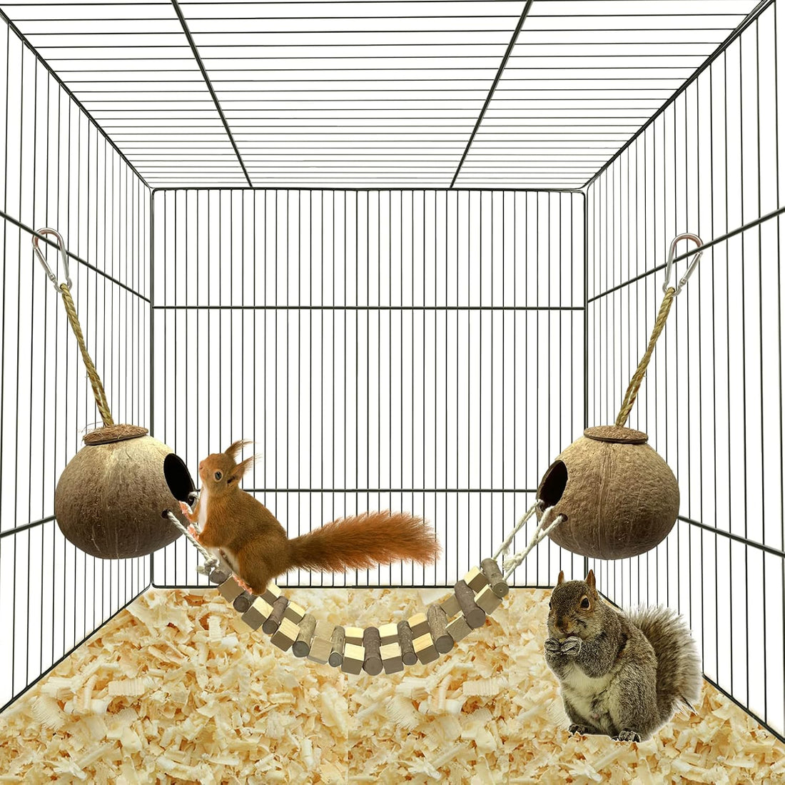 Hamiledyi Coconut Bird Nest Hut with Ladder Hanging Birds Hide House
