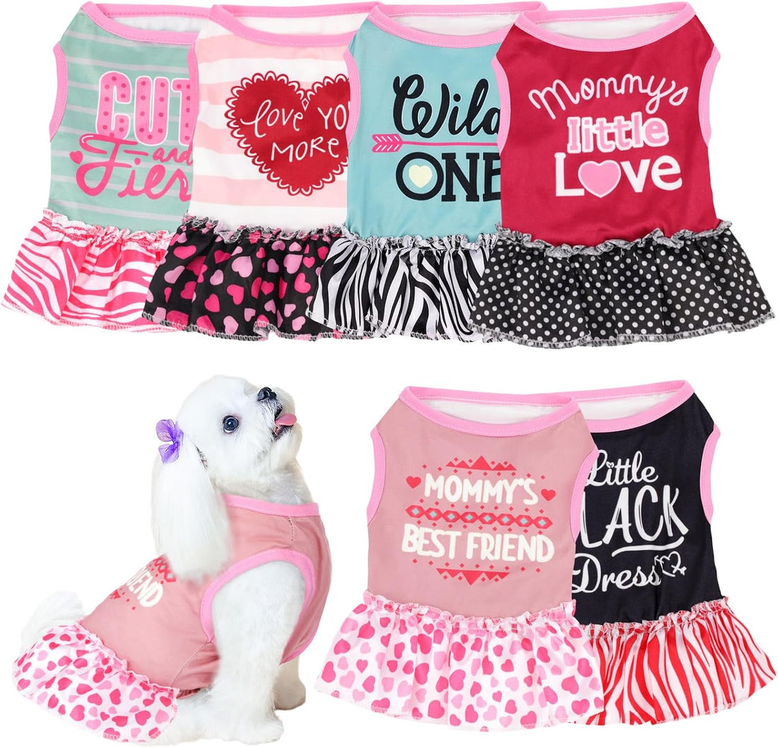 6 Pack Girl Dog Clothes Pet Dress Shirt Female Cute Dog Sundress