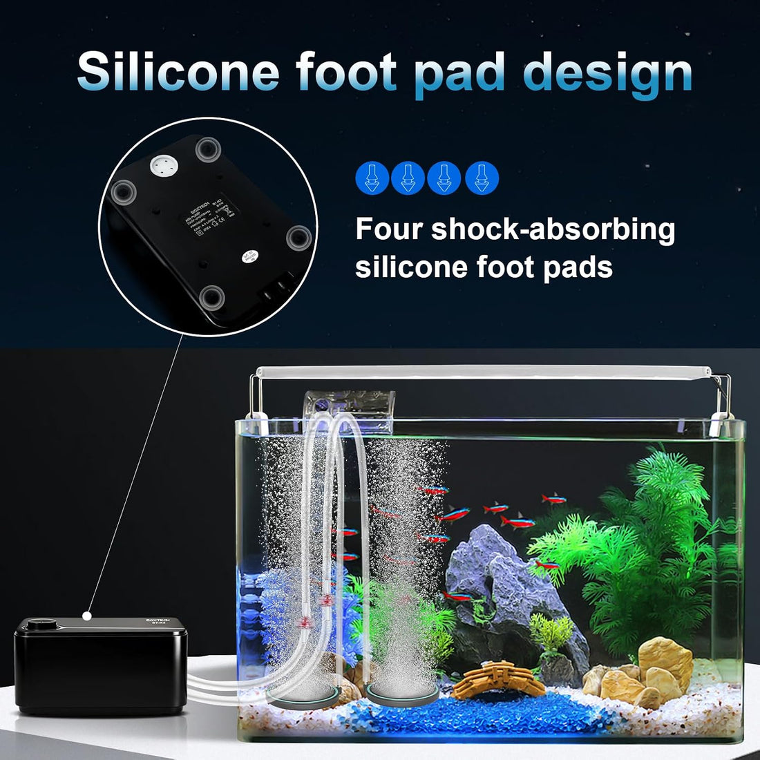 Boxtec Aquarium Ultra-Quiet Air Pump 8w - Adjustable Fish Tank Aerator