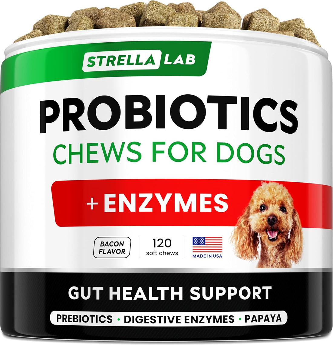 STRELLALAB Probiotics for Dogs Chews for Digestive Health & Gut