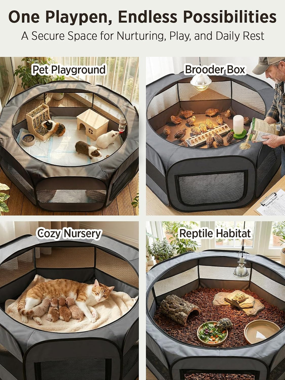 UWE Extra Large Small Animal Playpen, Waterproof Foldable Pet Pen