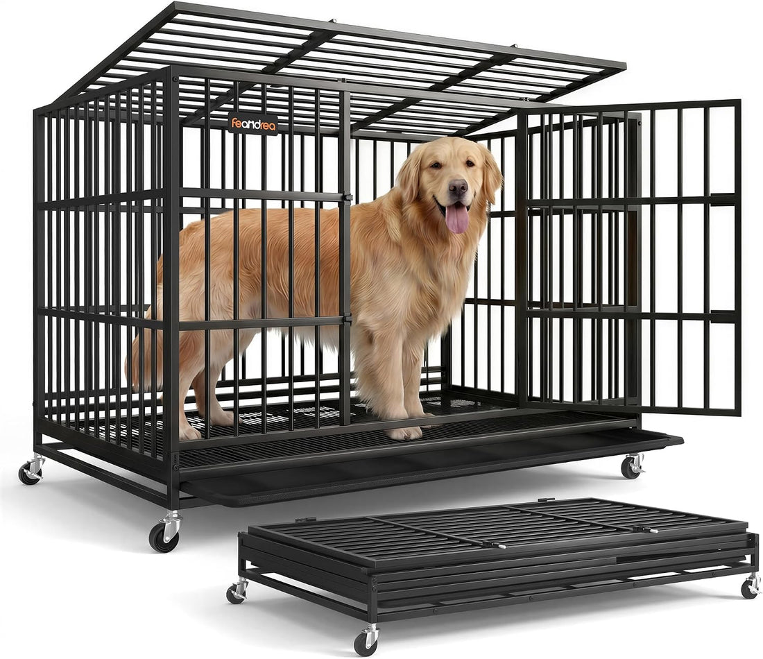Feandrea Heavy-Duty Foldable Dog Crate, 5-Minute Quick Setup