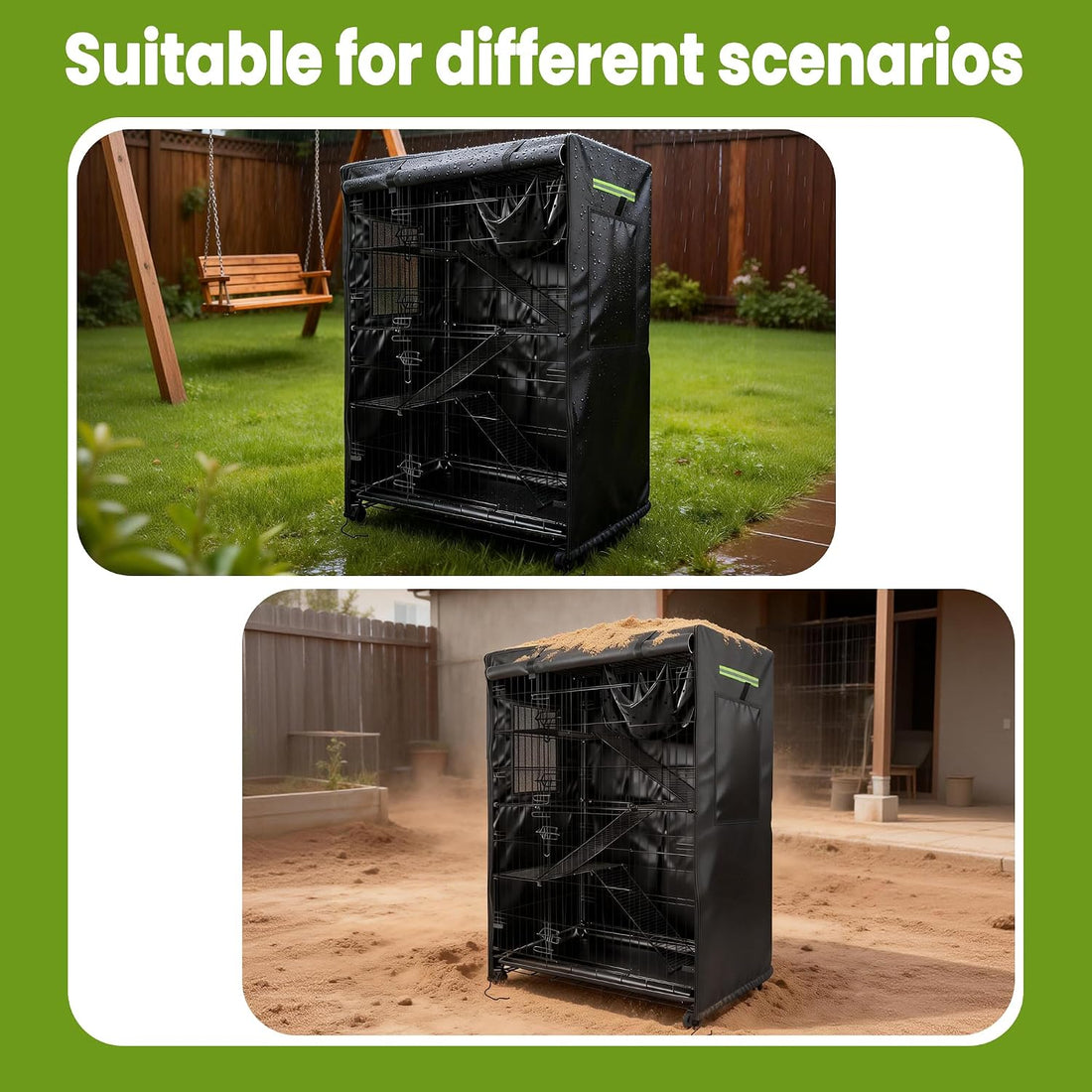 Cat Cage Cover 3 Tier, Waterproof Catio Cover for Outdoor Enclosure