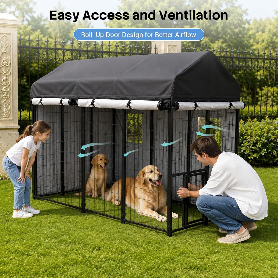 ROOMTEC 8 x 4 FT Outdoor Dog Kennel Cover, Full Side Cover