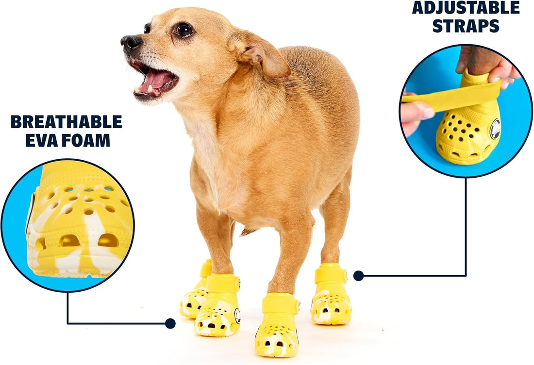 BARKBOX Yellow Crocs Dog Shoes - for Large Breeds (51-80 lbs)