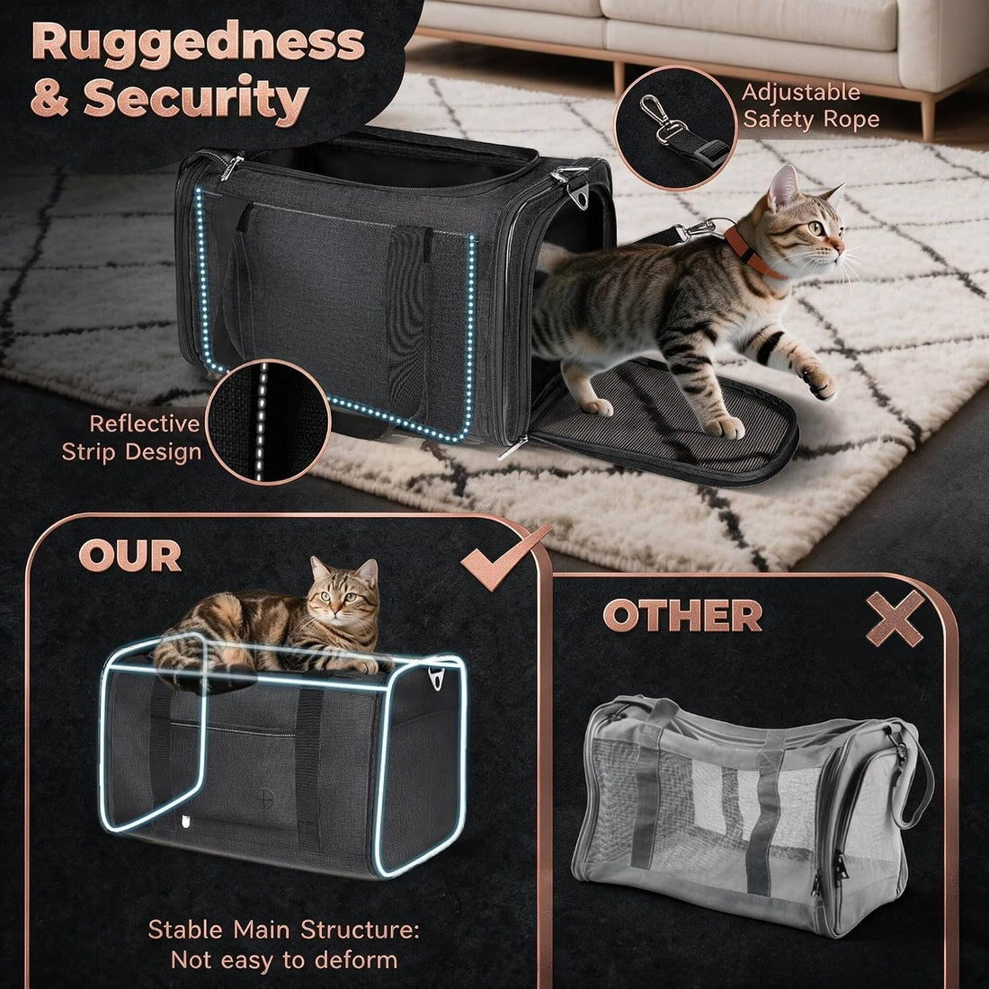 YUDODO 25lbs Cat Carrier Lightproof Soft Sided Pet Carrier for Large