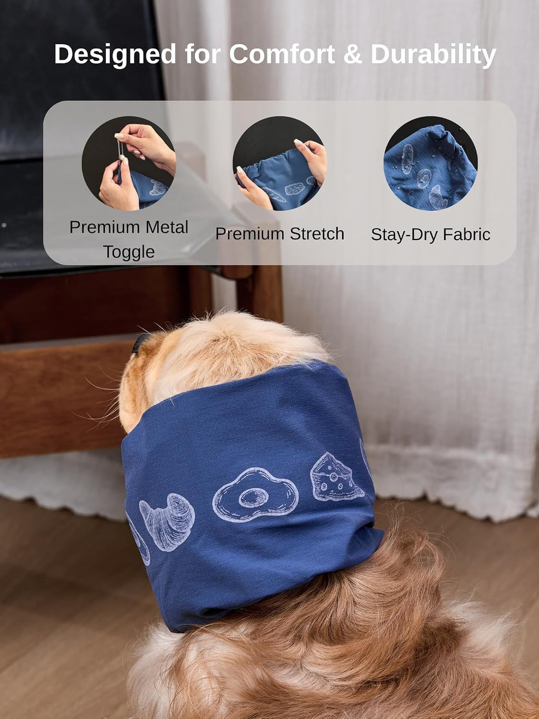 Dog Feeding Hood, Foggy Blue, S