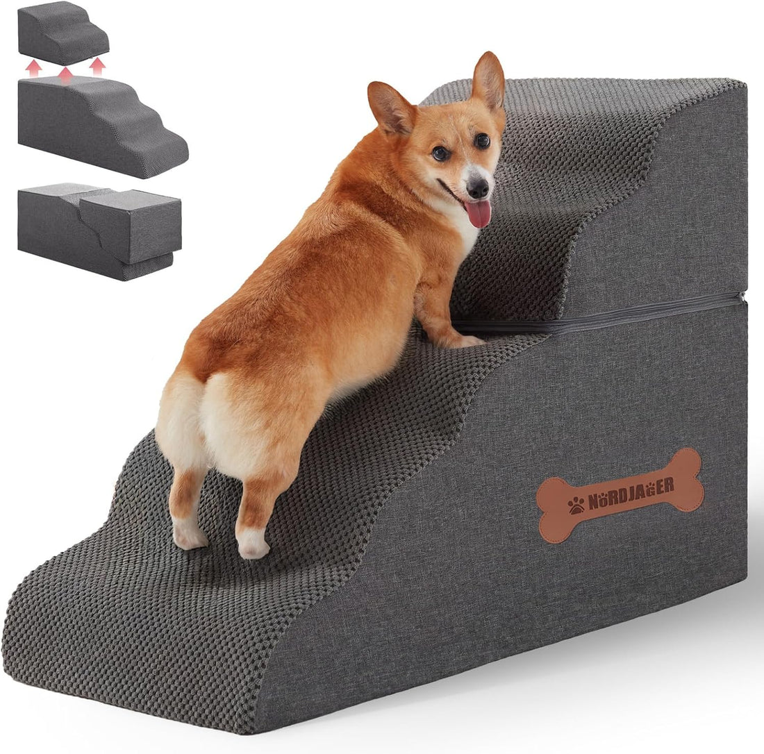 Dog Stairs 4 Steps for Small Dogs and Cats to Get on High Beds