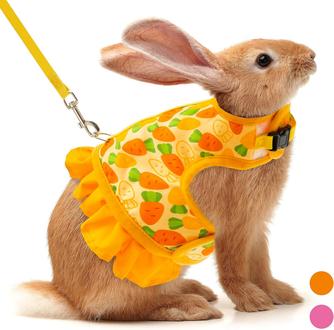 Bunny Harness and Leash Set, Escape Proof Floral Mesh Rabbit Vest