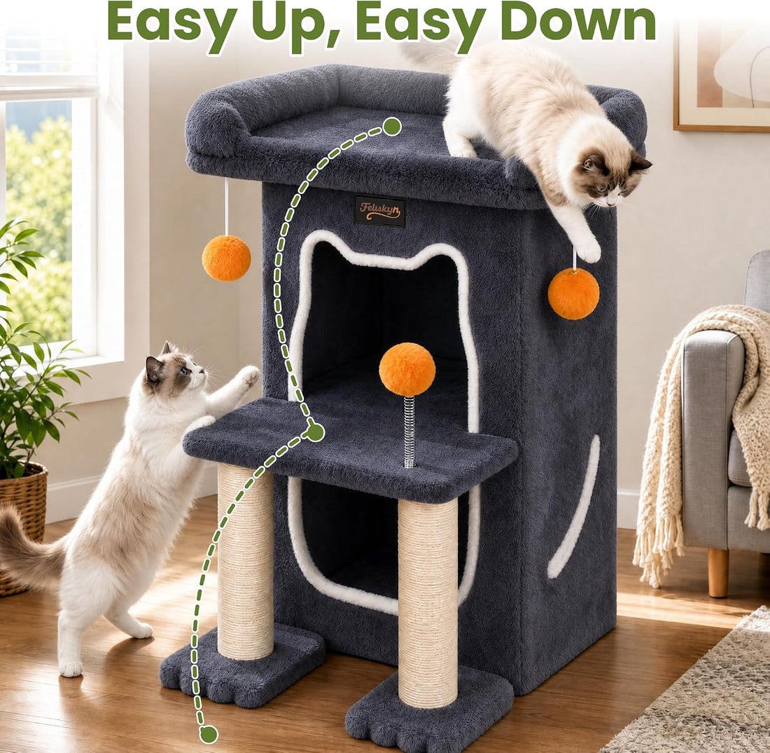 Small Cat Tree Tower Scratching Post for Indoor Cats Large Adult