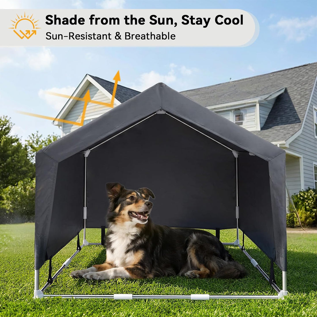 Outdoor Dog House Tent, Stainless Steel Frame Dog Shade Shelter