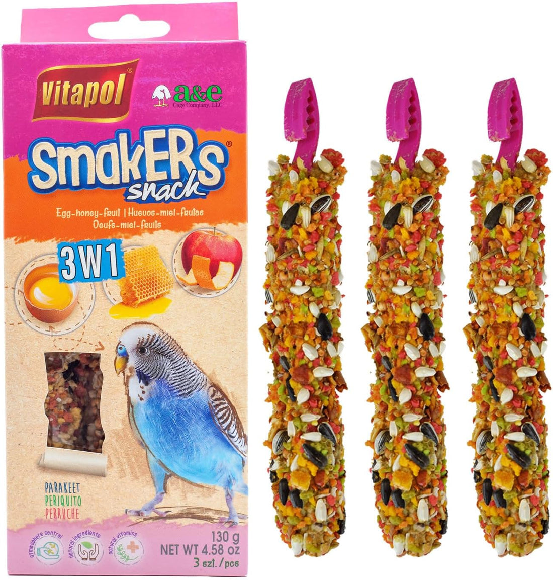 Vitapol Smakers Strawberry Treat Sticks for Parakeets & Budgies