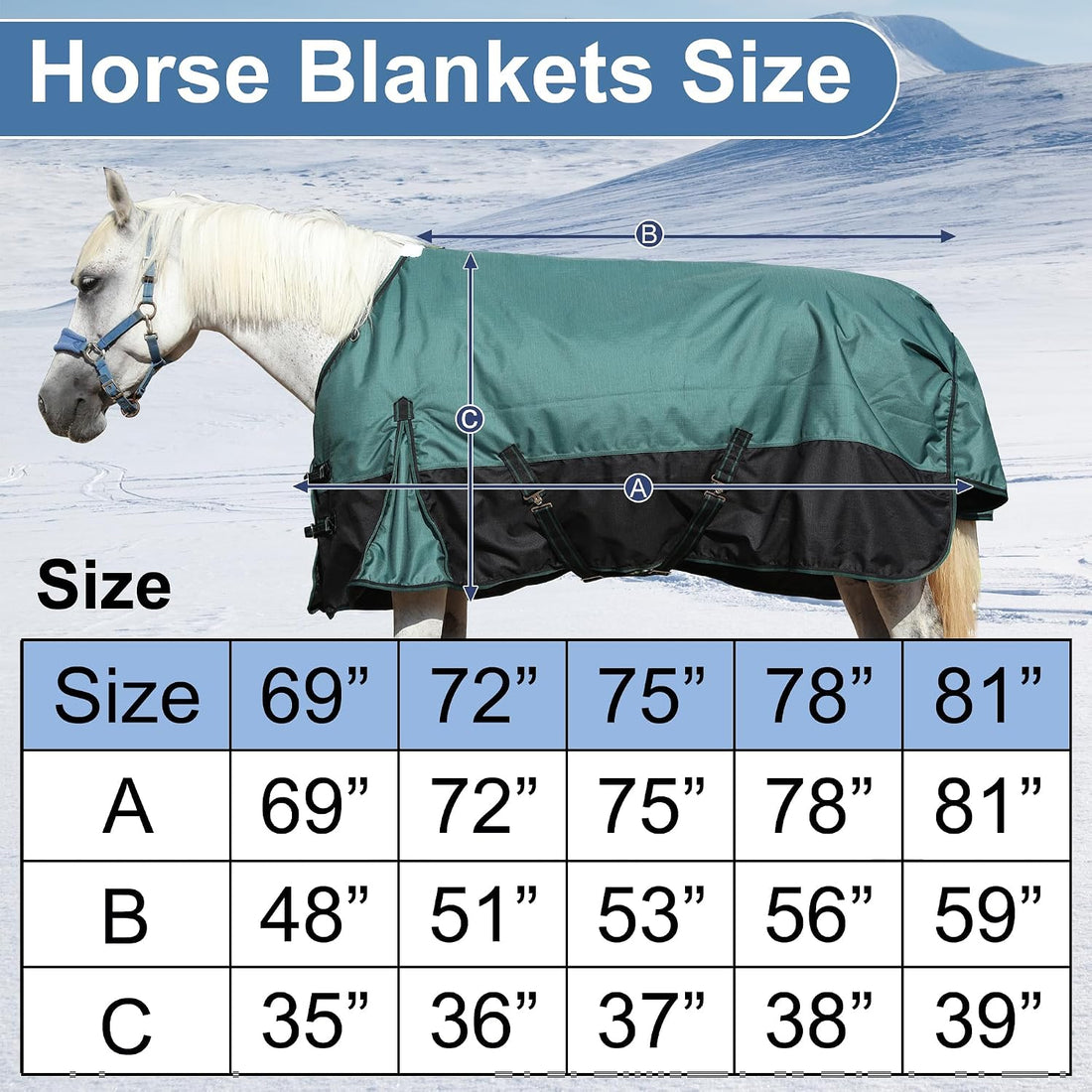 1200D Horse Blanket, 200g Medium Weight Waterproof Winter Turnout