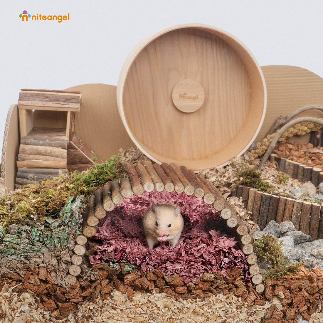 Niteangel Wooden Ladder Bridge, Hamster Mouse Rat Rodents Toy