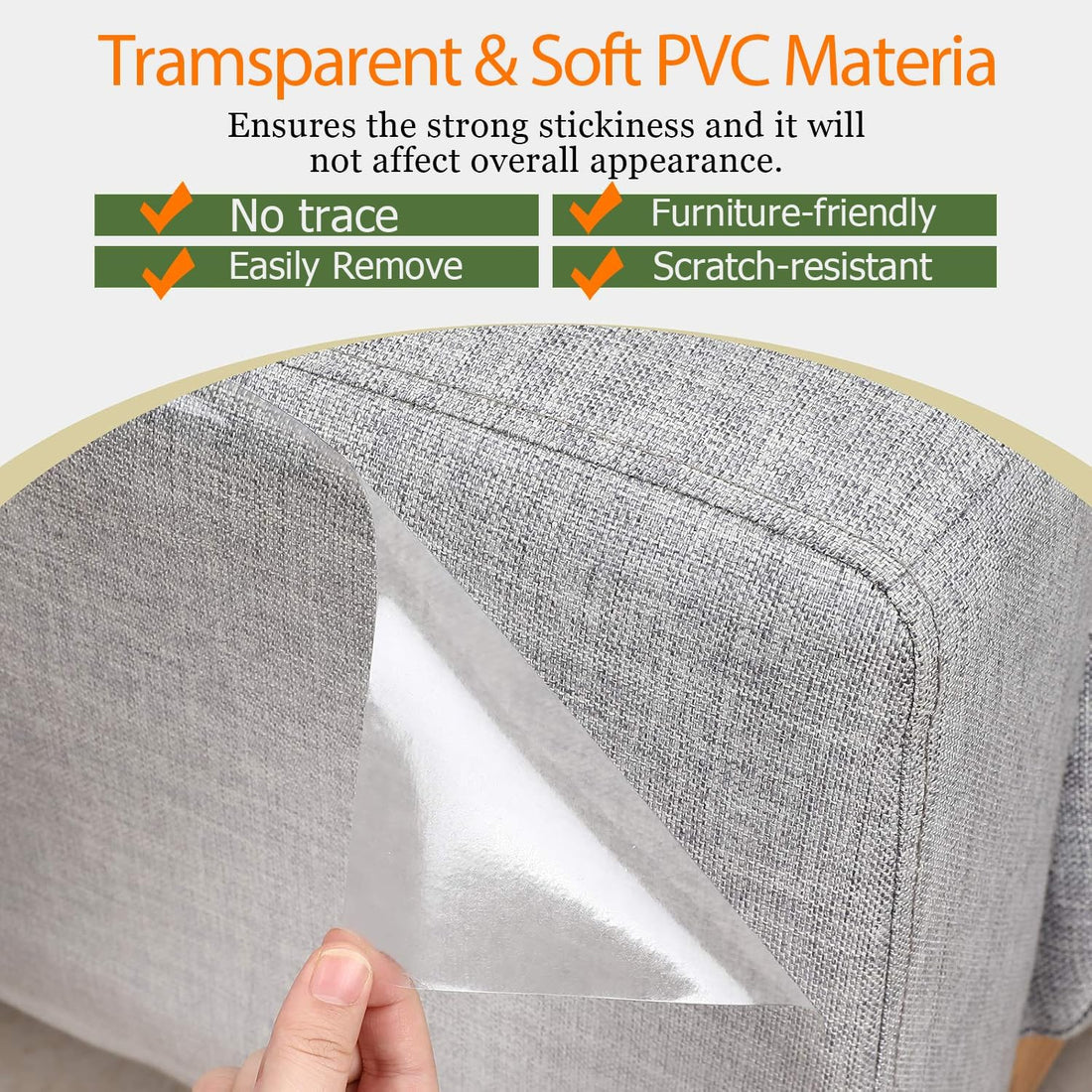 Cat Scratch Furniture Protector, Clear Thicken Vinyl 196.8"X 16.5"