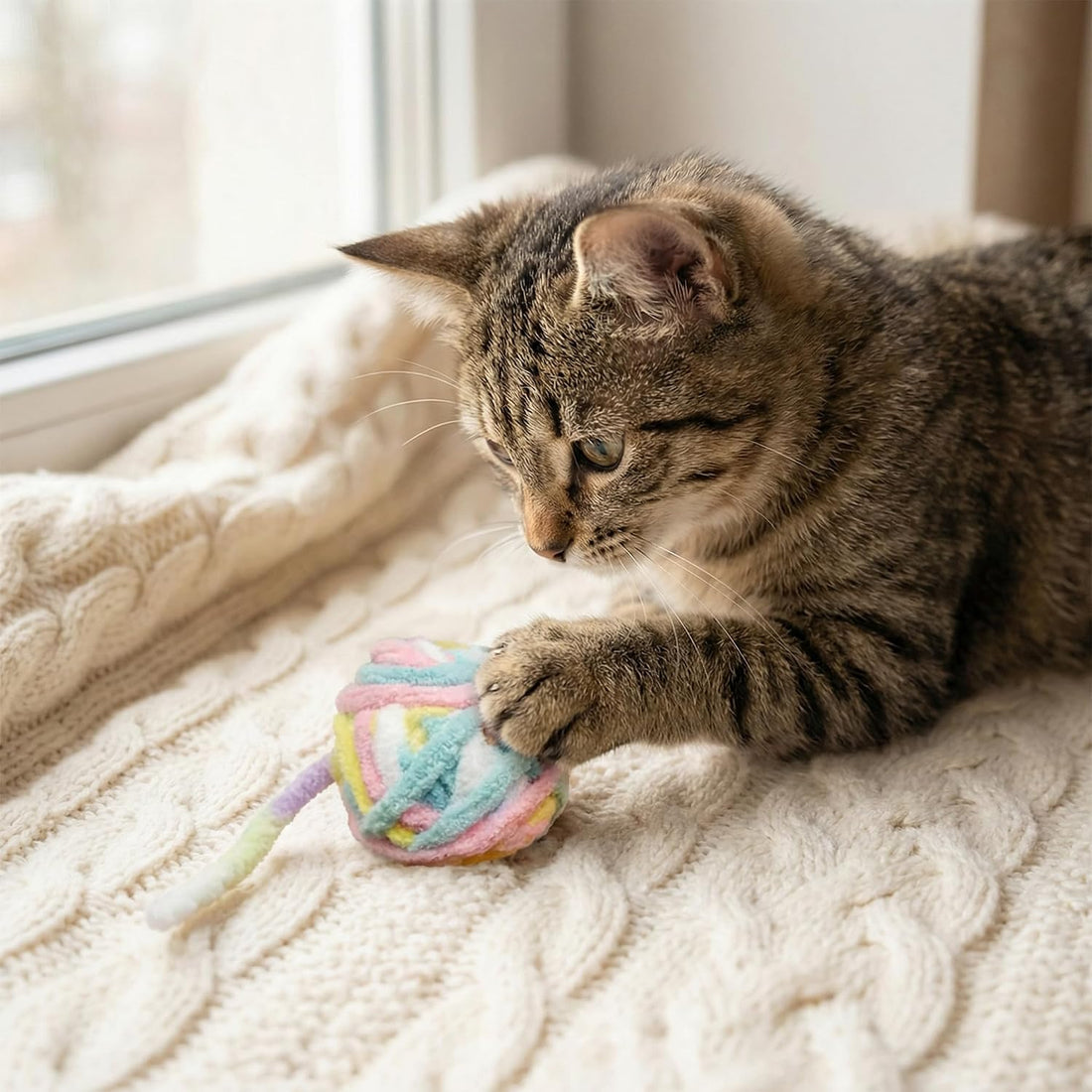 Cat Yarn Balls with Bell Inside, Kitten Toys Pack 5Pcs