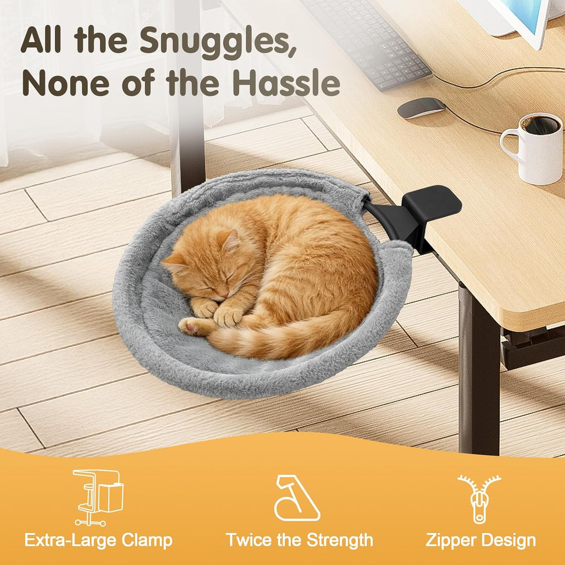 17.3" Extra Large Cat Desk Bed Cat Desk Hammock for Home Office Holds