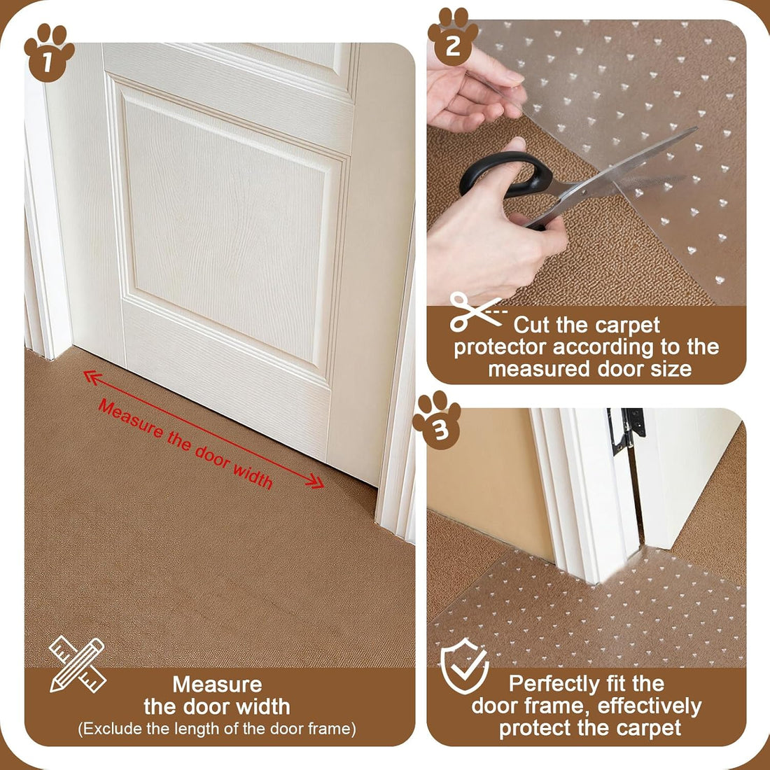 Carpet Protector, Clear PVC Doorway Mat for Cats & Dogs