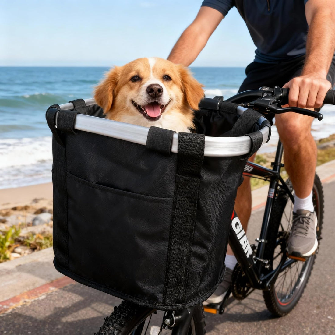 Bike Front Basket Foldable Dog Bike Basket for Small Pet