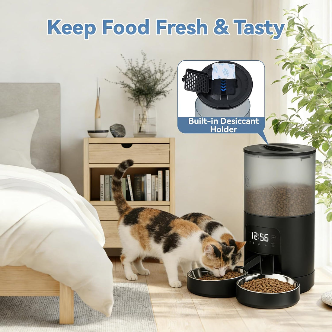 DUMOS 6L Automatic Cat Feeder for 2 Cats, Timed Pet Food Dispenser