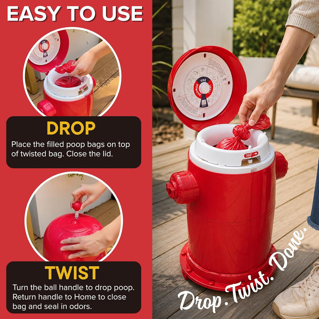 Red Rocket Doggy Twist'R Small Waste Disposal System