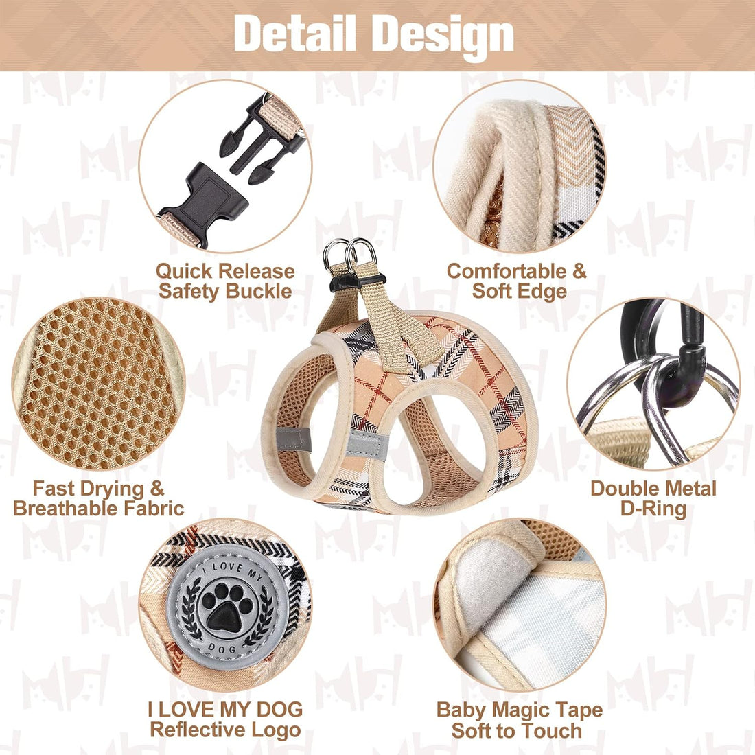 BEAUTYZOO Small Dog Harness and Leash Set,Step in No Choke No Pull