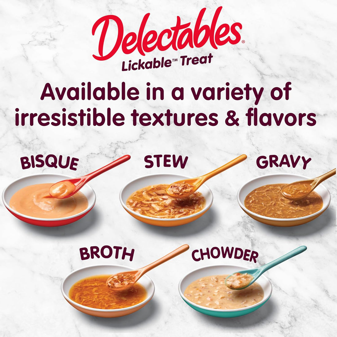 Delectables Lickable Treat Bisque Wet Cat Treats, Variety Pack, 50ct