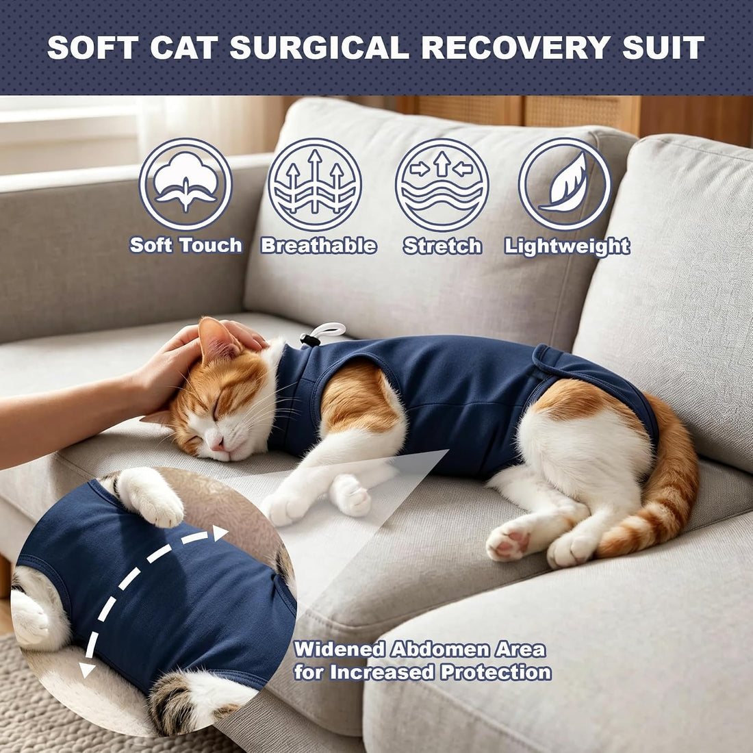 Female Cat Recovery Suit - Snap Closure Spay Onesie