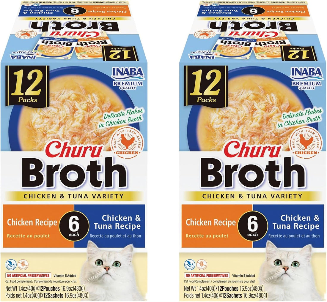 INABA Churu Broth for Cats, Side Dish Pouch, 1.4 Ounces per Pouch