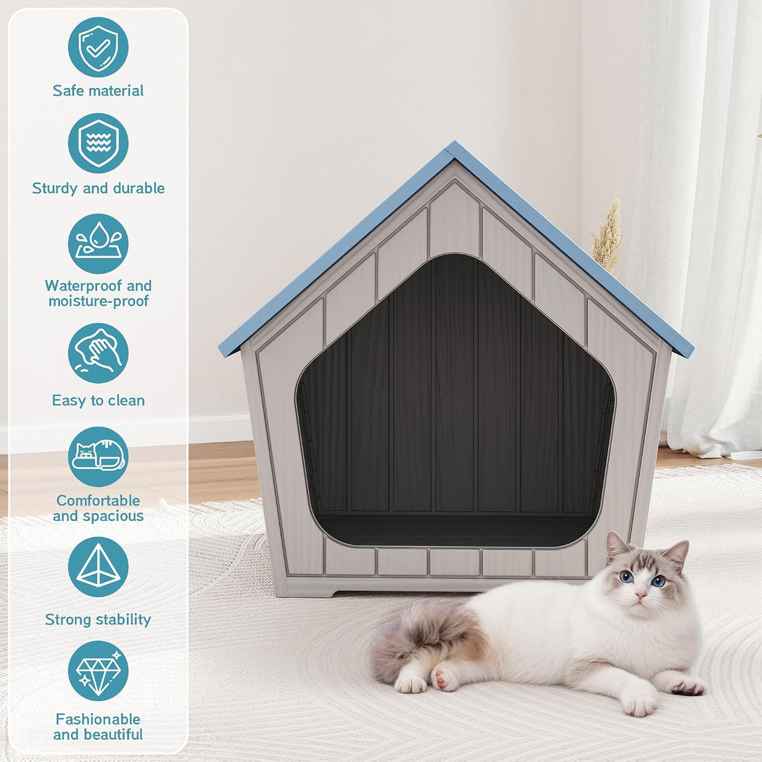 KAMABOKO Outdoor Cat House – Durable Pet Shelter with Ventilation