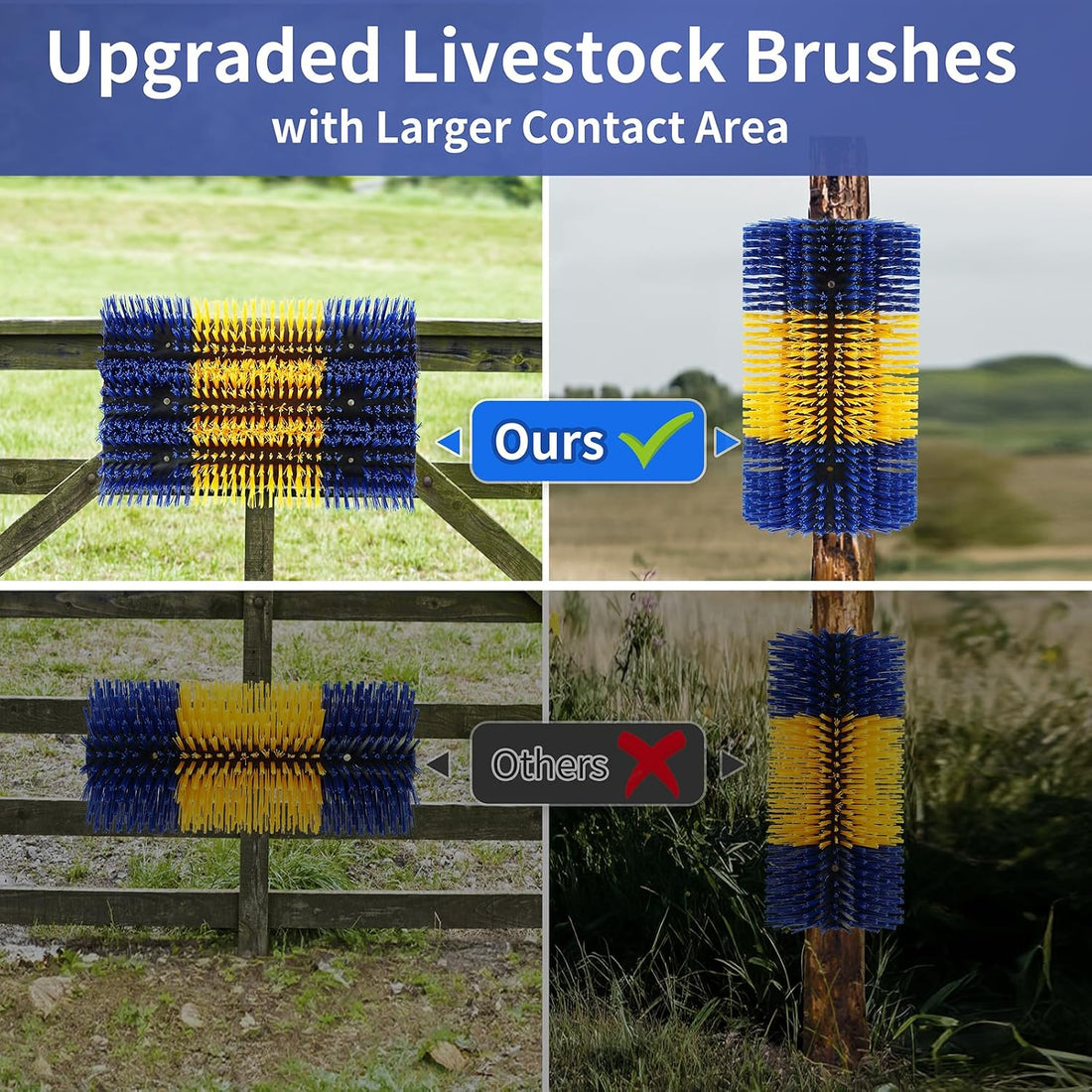 Livestock Scratching Brush, 4PCS Upgraded Cattle Scratcher with 24