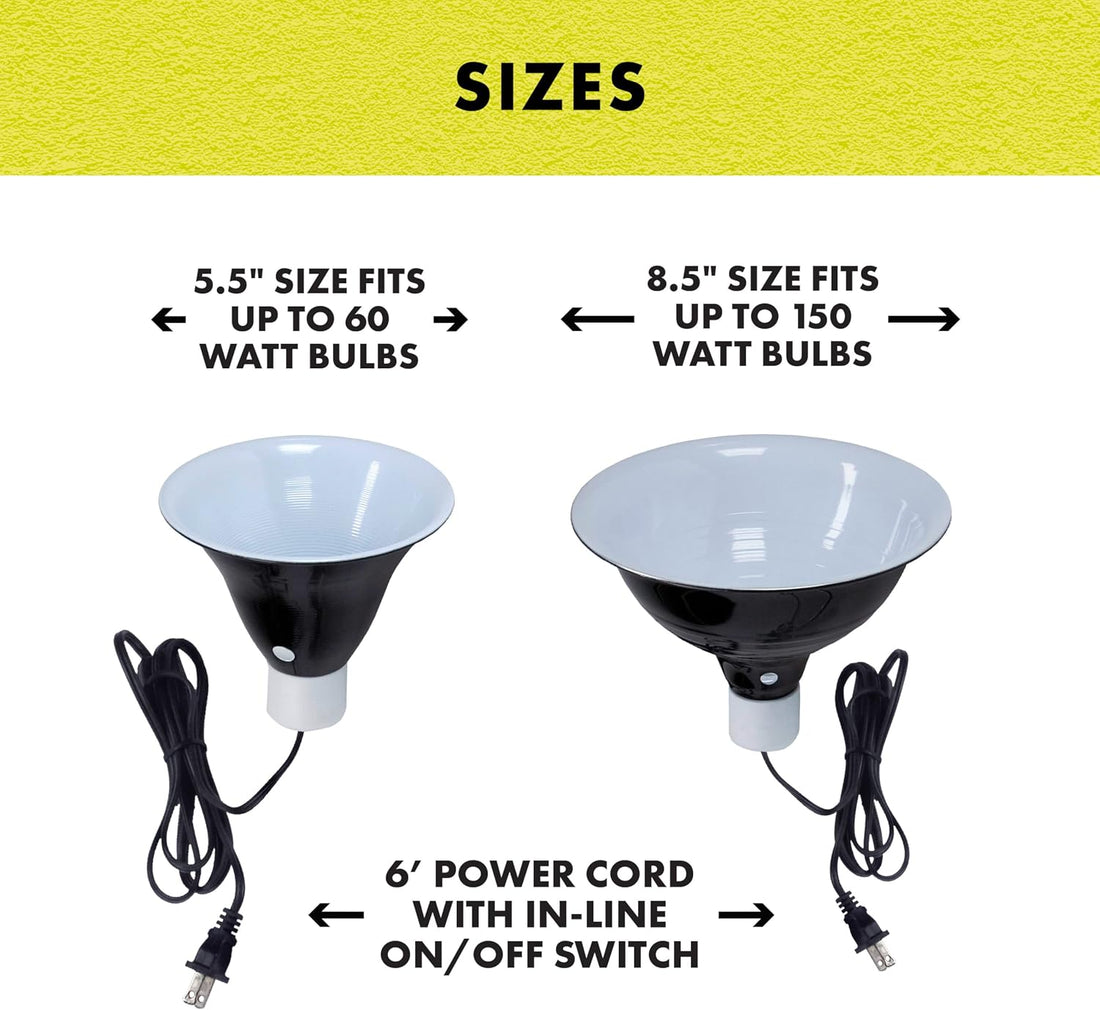 Zilla Premium Reflector Dome Reptile Heat Lamp Fixture, 8.5 Inches