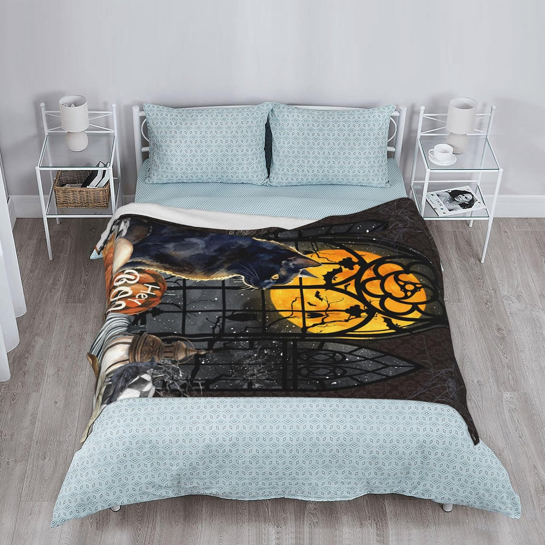 Gothic Blanket Vintage Halloween Black Cat Blankets 30"x 40" for Couch