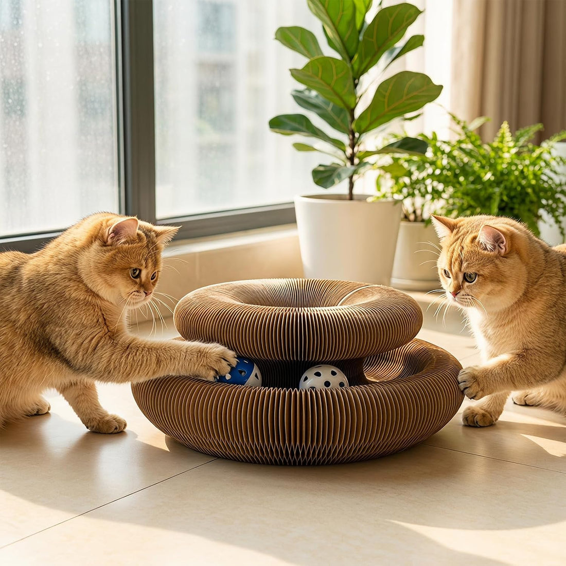 Cat Scratcher Cardboard, Kitty Curls Cat Toy for Indoor Cats
