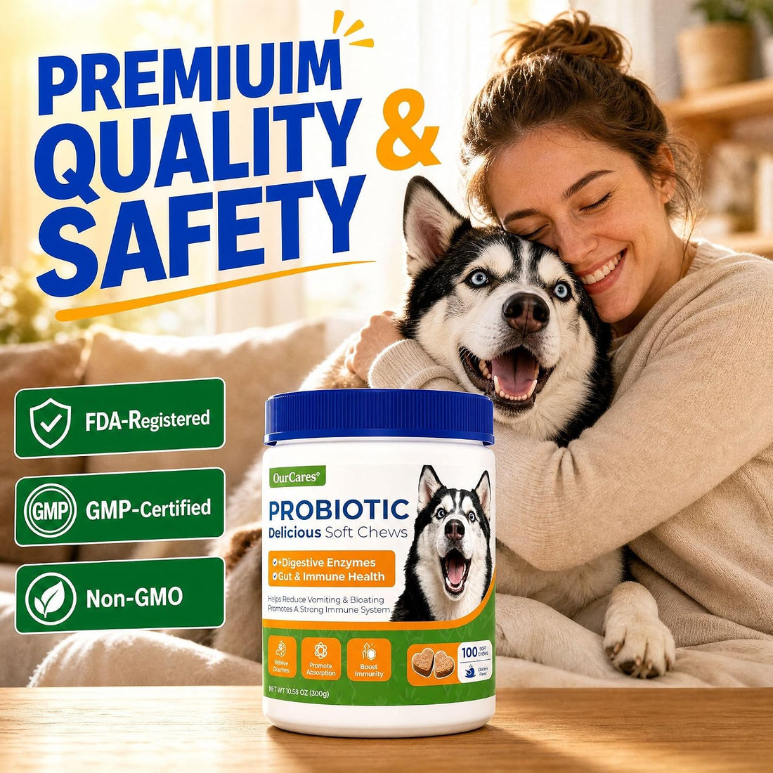 Probiotics for Dogs – Probiotic Chews with 4.8 Billion CFU