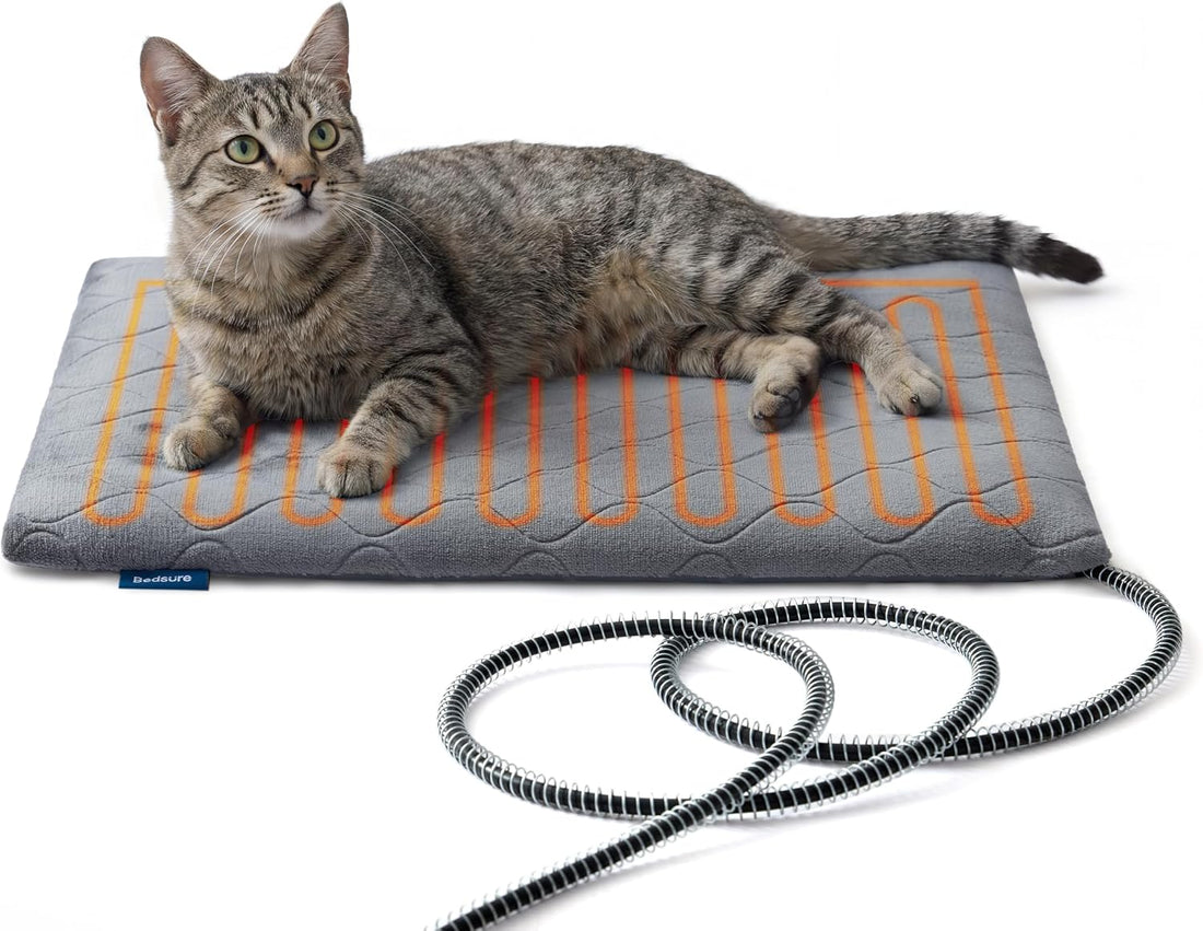 Bedsure Heated Cat Bed, Outdoor Heating Pad for Cats, 19.7"x15.7"